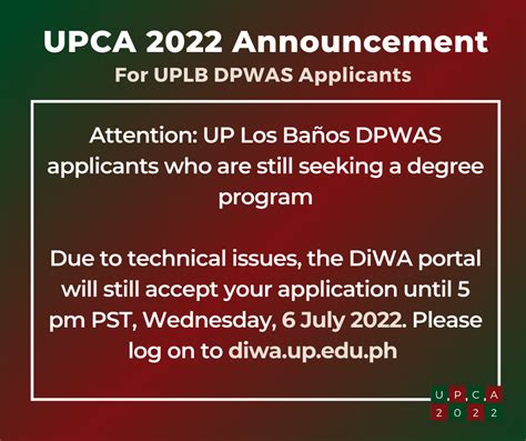 UPCA 2022 Announcement for DPWAS and .
